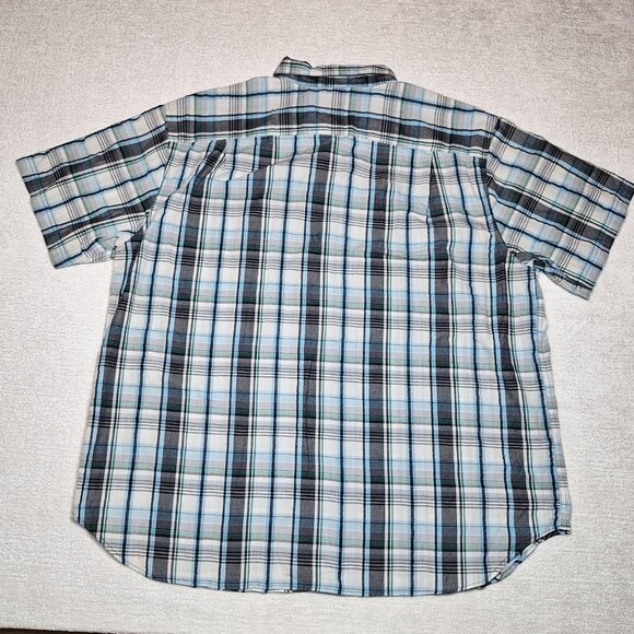 Schmidt Workwear Shirt Mens 2XL Blue Brown Plaid Long Sleeve Button Down - Picture 4 of 7